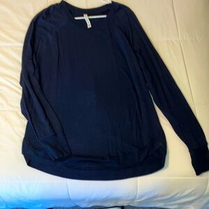 Athleta Navy Long Sleeve Soft-spun Shirt, XLT